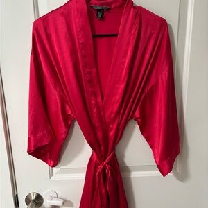 Elegant Red Satin Robe Victoria’s Secret
